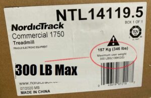 NordicTrack 1750 treadmill 300 LB capacity